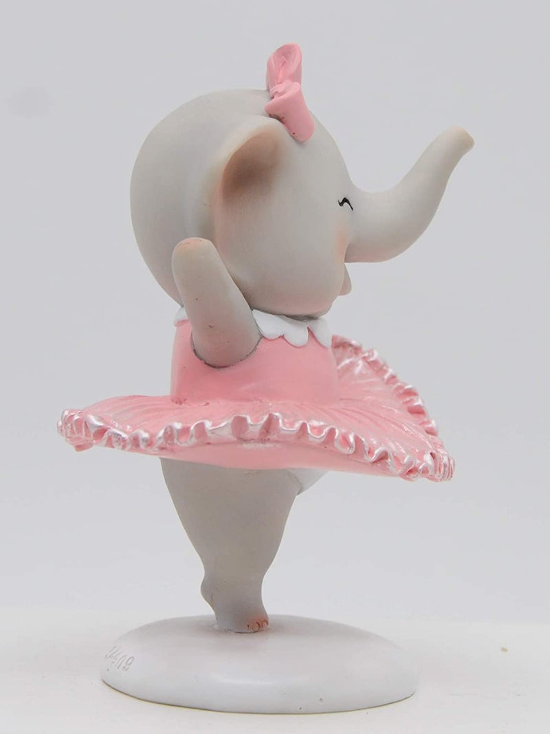 Comfy Hour Wildlife Collection 5" Cute Dancing Ballet Elephant Pink Dress Figurine, Elephant Cake Topper, Collectible Statue, Desktop Decoration, Girl's Mini Gift, Hand Made and Painted Polyresin - Image 3